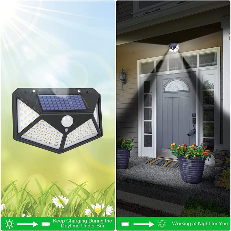 100 LED Solar Security Motion Wall Light