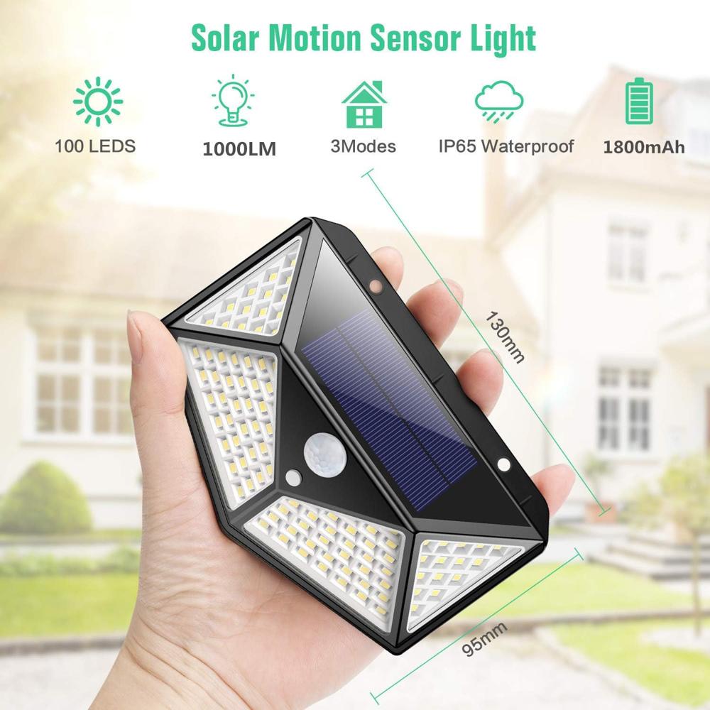 100 LED Solar Security Motion Wall Light