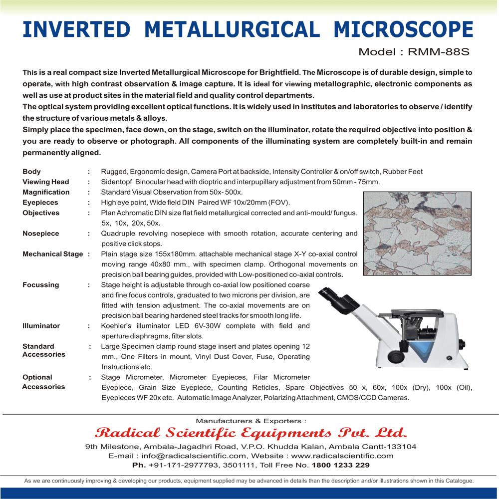 Inverted Metallurgical Microscope Rmm-88s - Application: Metallographic