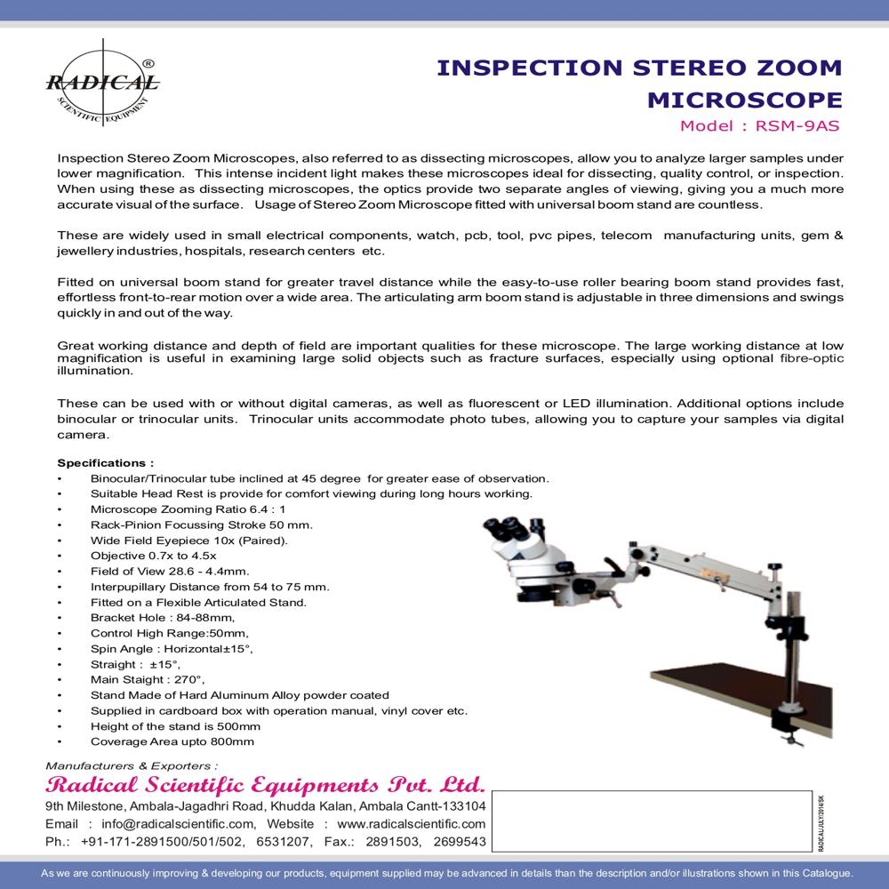 Articulated Trinocular Stereo Zoom Microscope Rsm-9as - Application: Jewellery