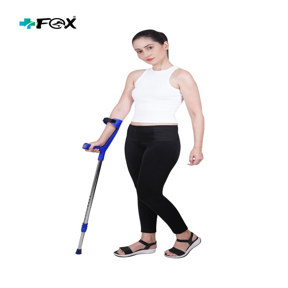 Walking Stick With Elbow Support - Color: Silver