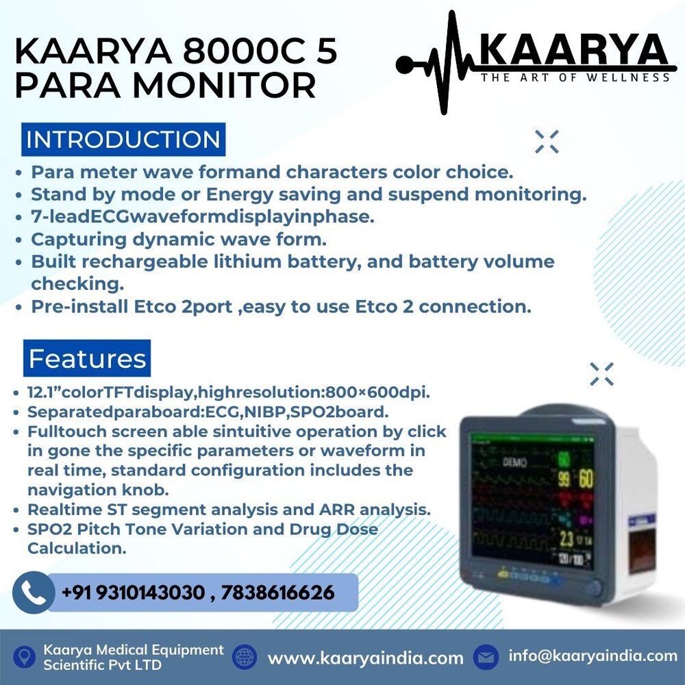 Kaarya 8000C 5 Para Patient Monitor