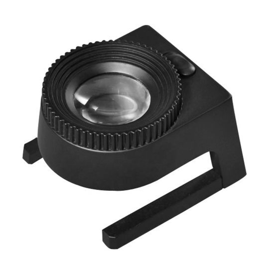 Full Metal Led Luminated Magnifier Printers Loupe Fabric Testing Magnifying Glass - Color: Black