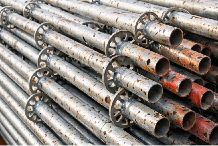 Used Hot Dipped Galvanized Mild Steel Scaffolding Pipe - Color: Silver