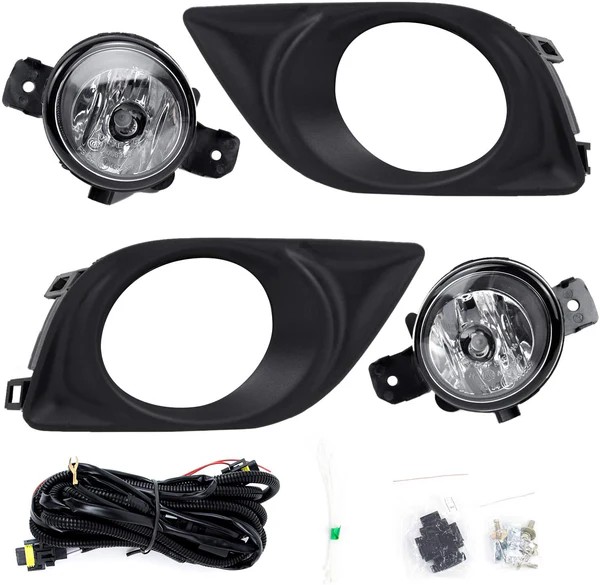 K D Fog Lamp Set for Nissan Sunny 2011-2017, Complete Kit with Wiring and Bezels