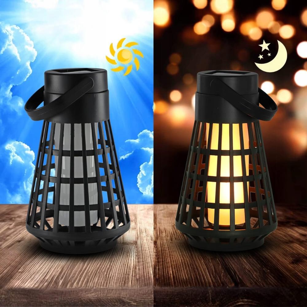 Solar Powered Woven Flame Lamp - Color: Black