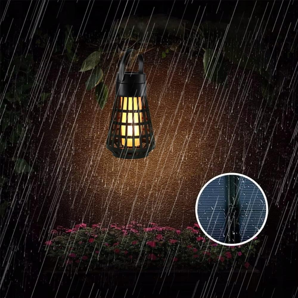 Solar Powered Woven Flame Lamp - Color: Black