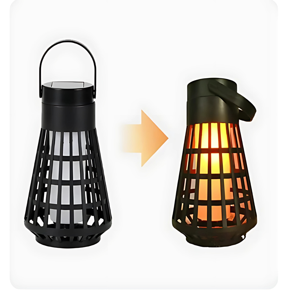 Solar Powered Woven Flame Lamp - Color: Black