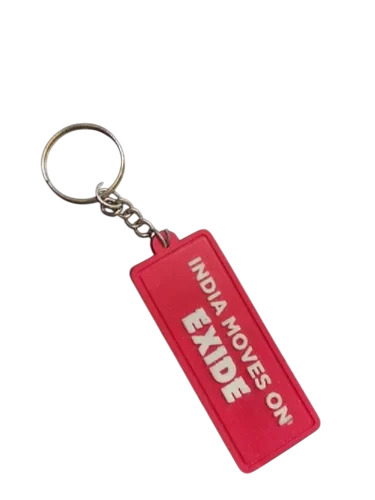 Rectangular Silicone Rubber Keychain - Color: Red