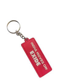 Rectangular Silicone Rubber Keychain - Color: Red