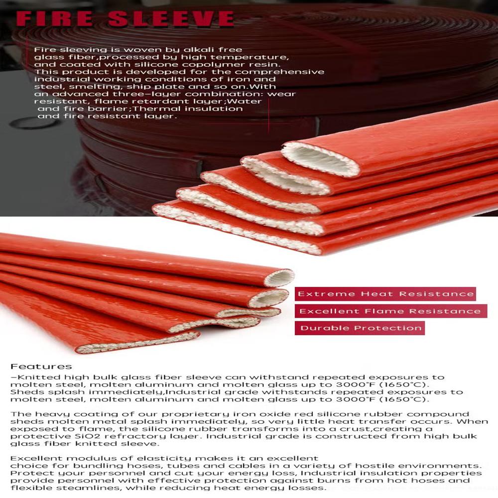 Fire Resistant Sleeve - Silicone & Fiberglass, Standard Size, Red | Flame Resistant & Insulation, Polished Surface Treatment
