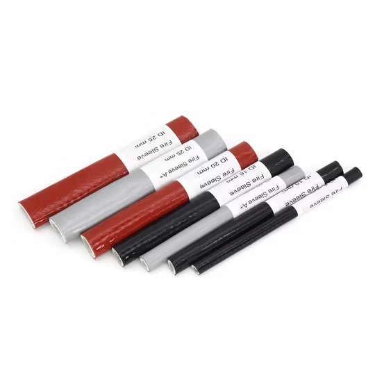 Fire Resistant Sleeve - Silicone & Fiberglass, Standard Size, Red | Flame Resistant & Insulation, Polished Surface Treatment