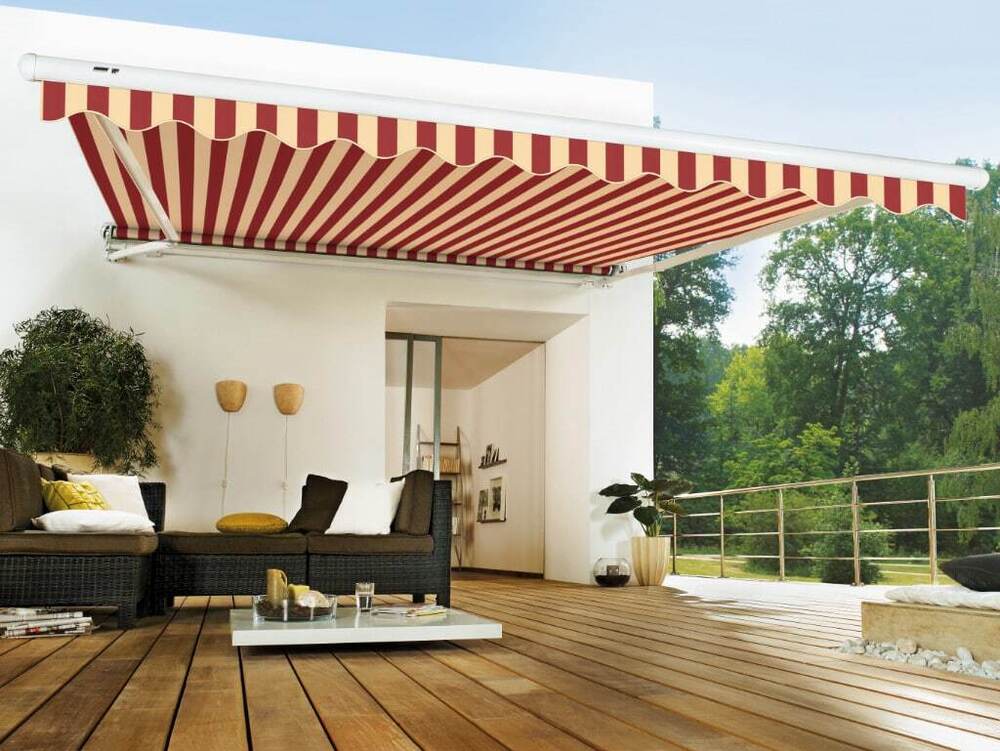 Customized Awning - Color: Red & White