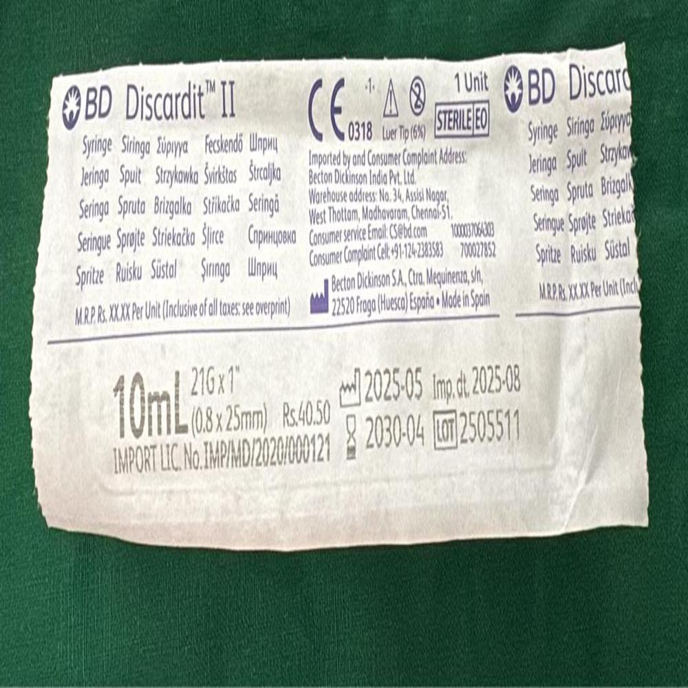 Syringe With Needle 21g 10ml - Grade: Medical