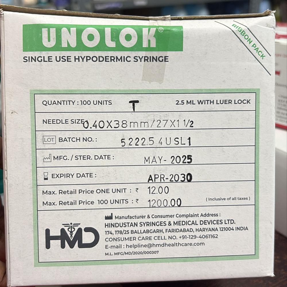  SYRINGE UNOLOK 2.5ML 27