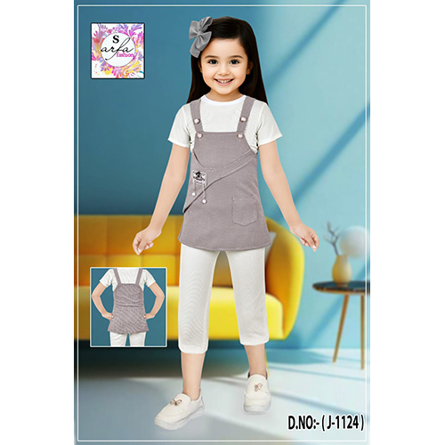 Girls Dungarees Titanic With Leggings Pants - Color: Grey