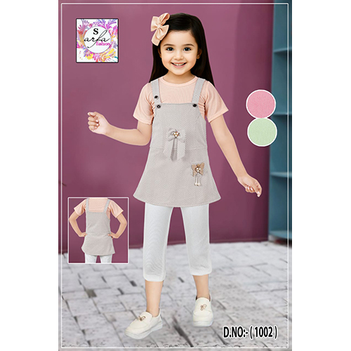 Girls Dungarees Zebra Print With Leggings Pants - Color: Grey