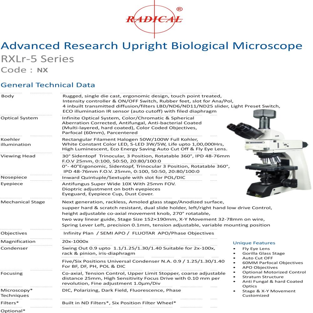 Upright Binocular Research Microscope RXLr-5Nx