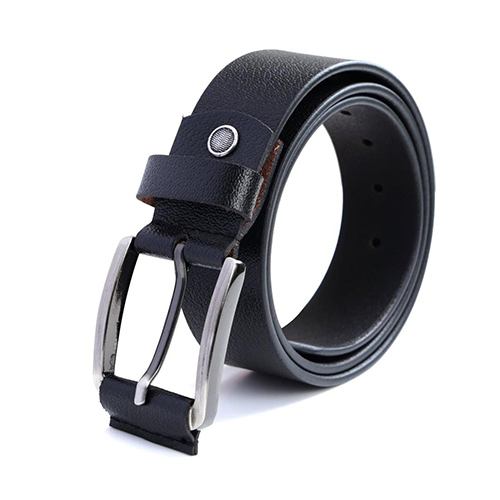Black Leather Belt - Buckle Material: Steel