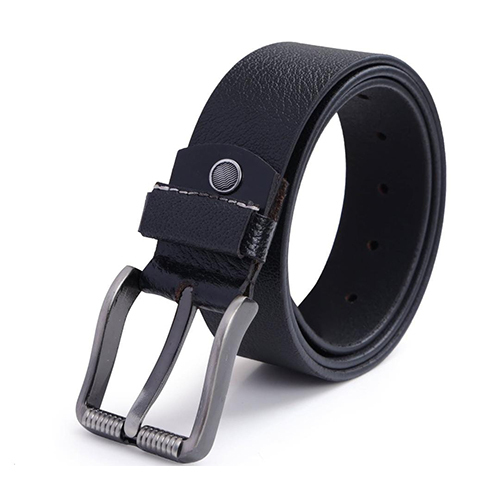 Black Leather Belt - Buckle Material: Steel