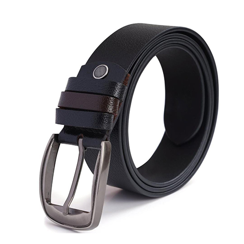 Black Leather Belt - Buckle Material: Steel