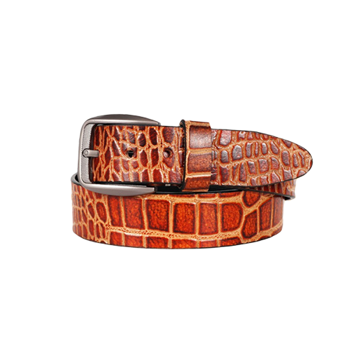 printed leather belt