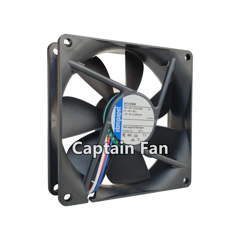 EBM PAPST 3412N/39H 12V DC 2.5W 0.21A 208mA 8025mm PLASTIC Axial Cooling Fan