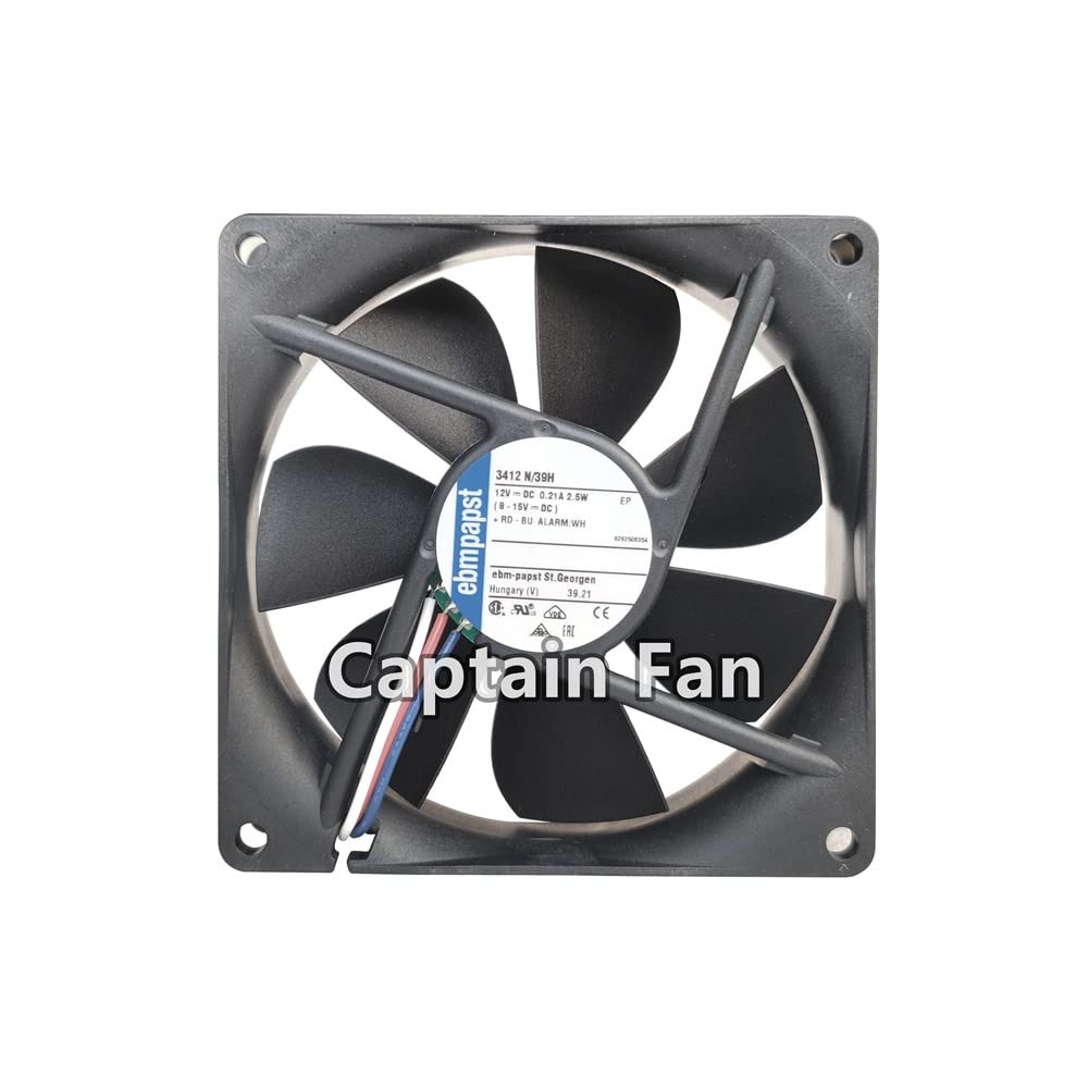 EBM PAPST 3412N/39H 12V DC 2.5W 0.21A 208mA 8025mm PLASTIC Axial Cooling Fan