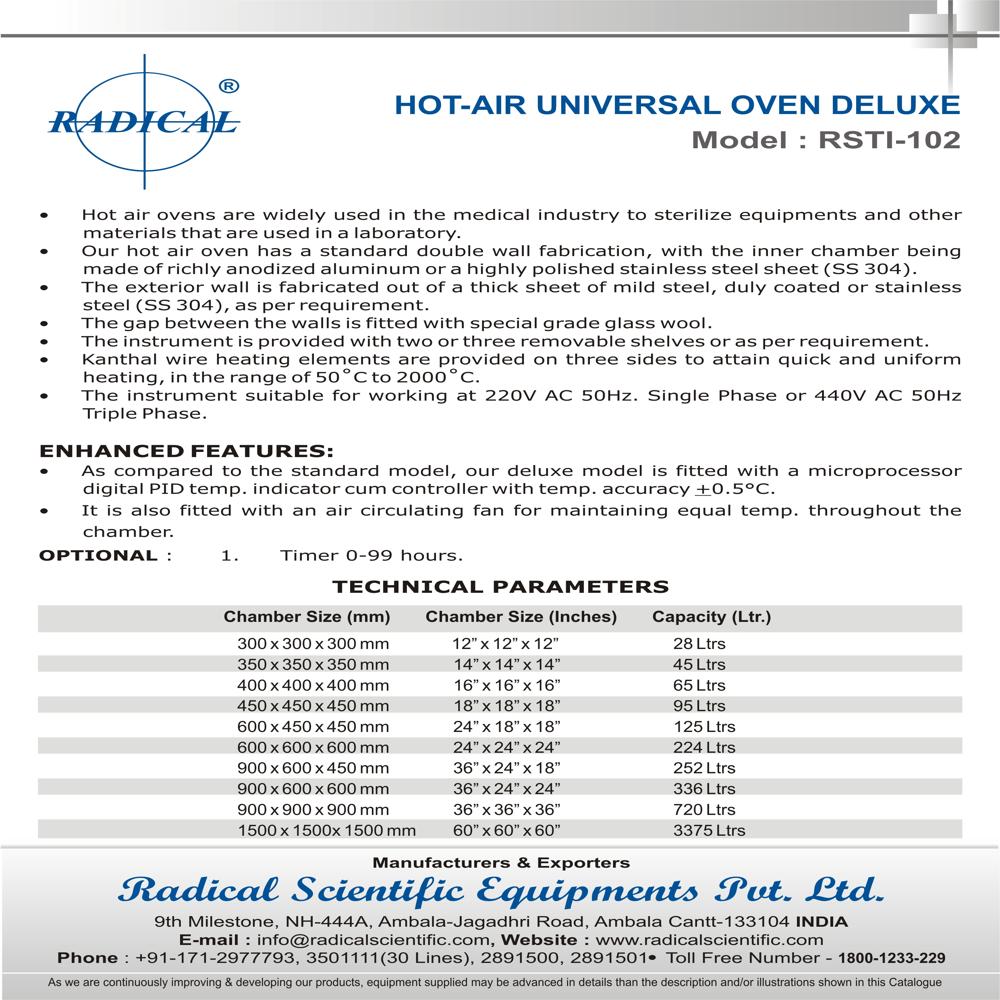 Hot Air Oven Digital Rsti-102 - Feature: Good Quality