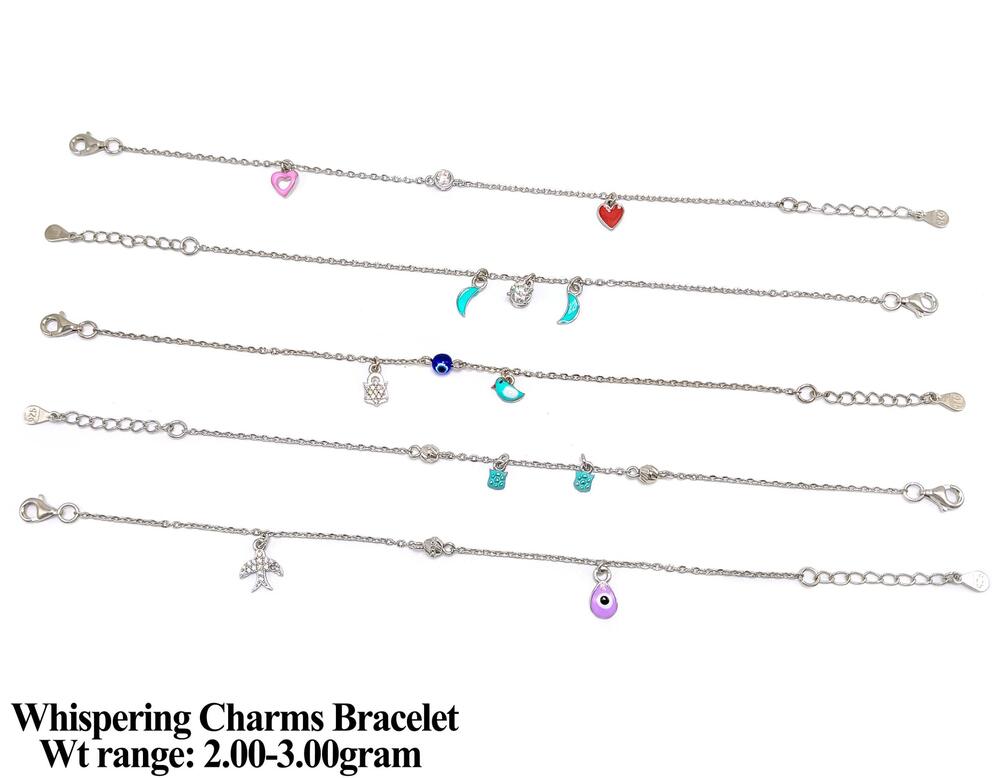 92.5 New Design Silver Whispering Charms Bracelet