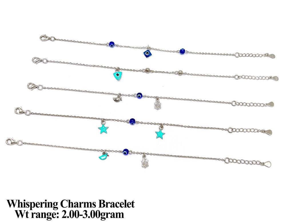 92.5 New Design Silver Whispering Charms Bracelet