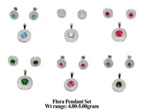 92.5 New Design Silver Flora Pendant Set