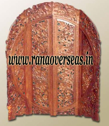 Sheesham Wood Room Divider - Tigerwood Finish, Polyester Fabric, Brass Accents | Elegant Indoor Living Room Partition Screen