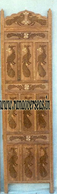 Mango Wood Room Divider - Tigerwood & Brass Finish | Machine-Made Artwork, Indoor Use, French Design