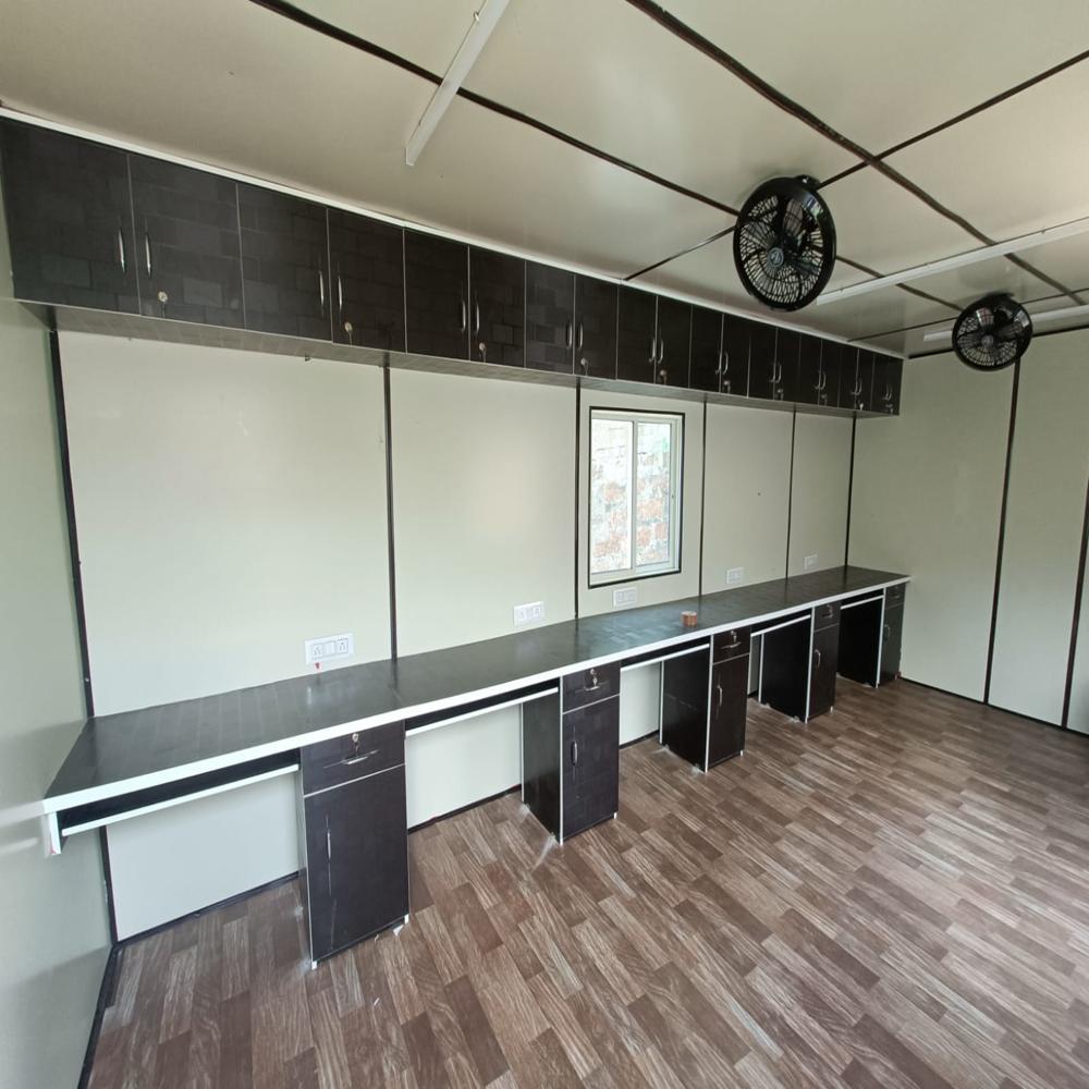 Modular Portable Office Cabin - Container Steel, 40x8 Feet, Custom Color Option | High Wind Resistance, Aluminum Sliding Windows, Ms Doors