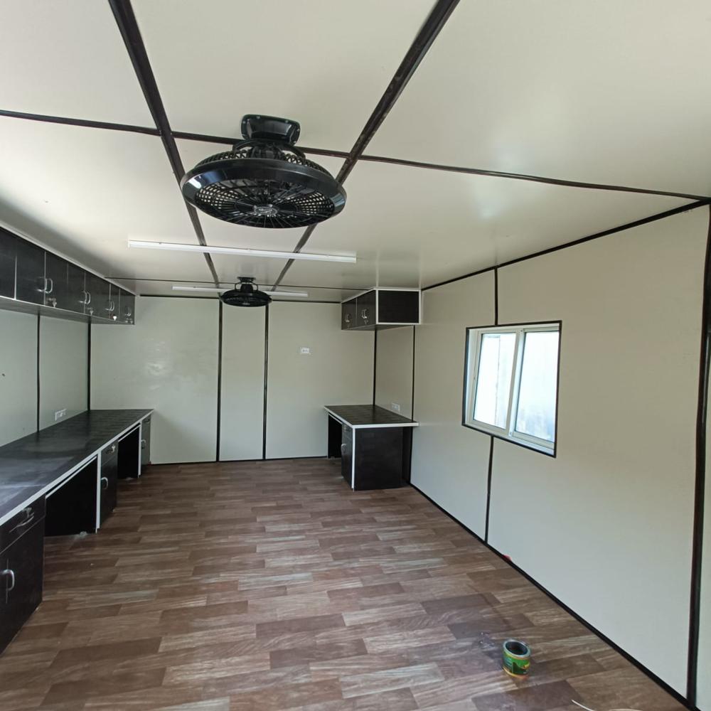 Modular Portable Office Cabin - Container Steel, 40x8 Feet, Custom Color Option | High Wind Resistance, Aluminum Sliding Windows, Ms Doors