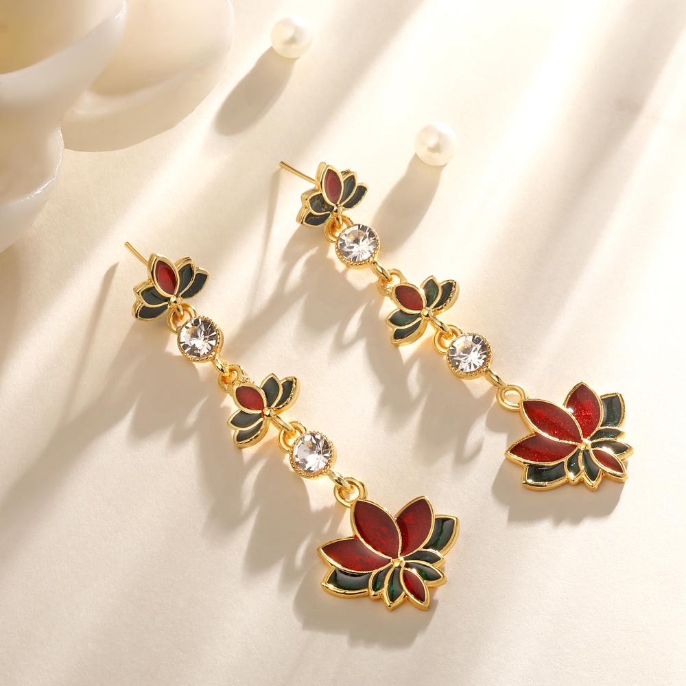 double lotus earings