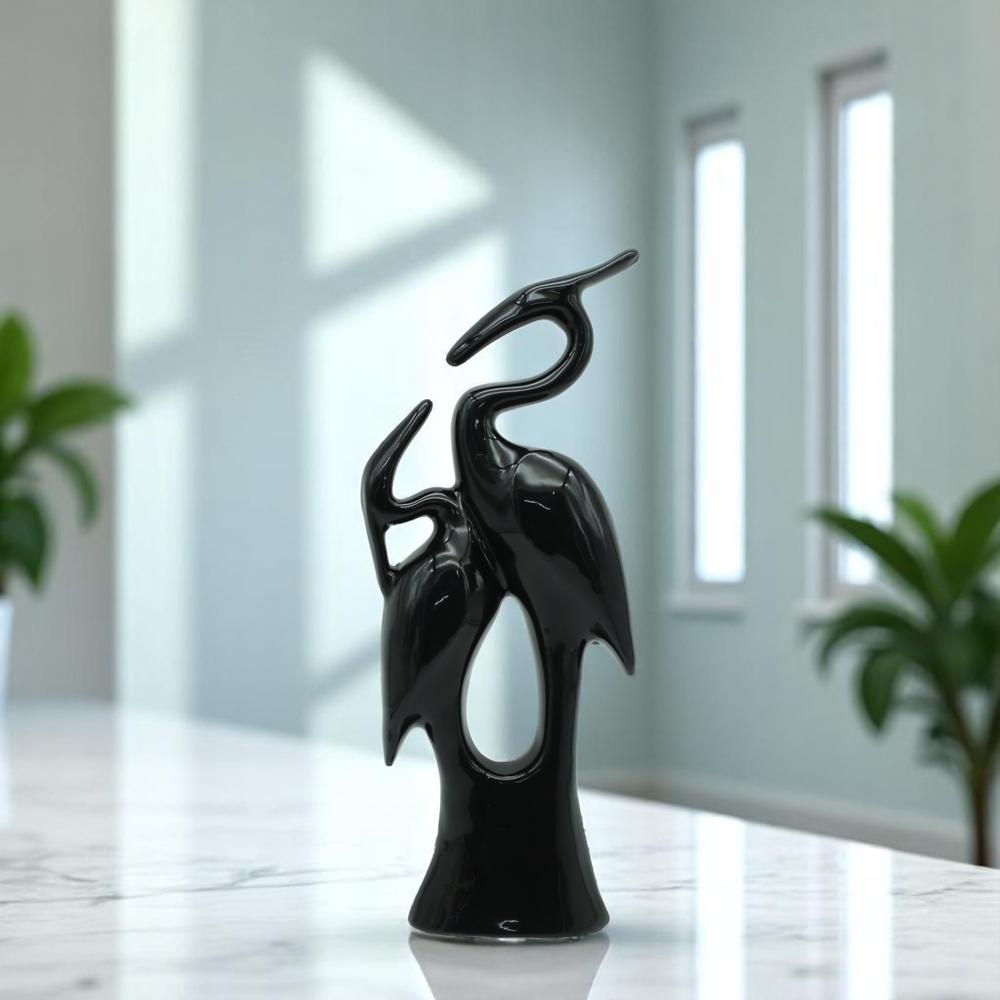 Ceramic Kissing Duck Statue - Color: Black