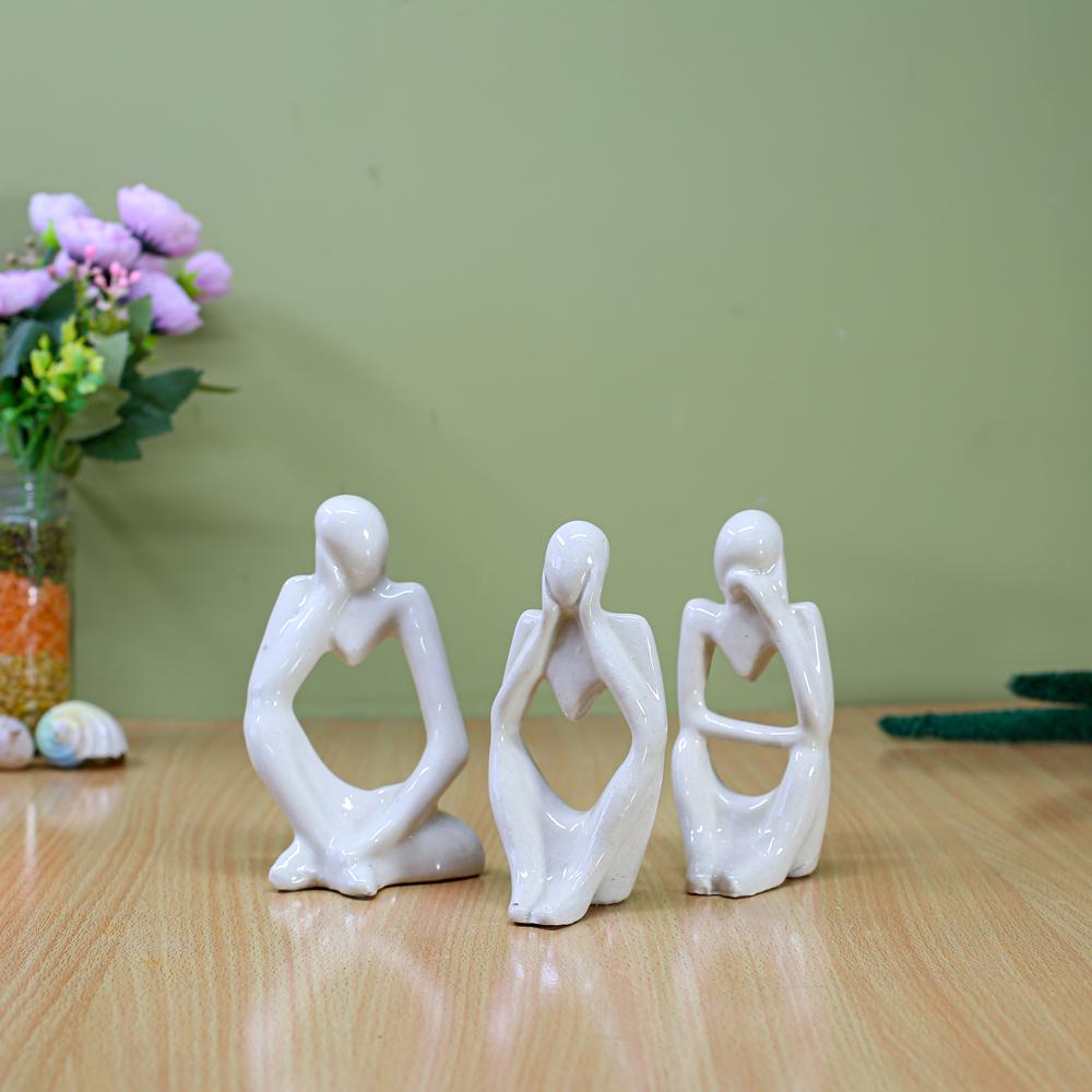 Ceramic Thinking Lady Set of 3
