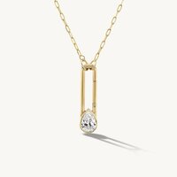 18K Solid Gold Lab-Grown Diamond Solitaire Pendant Necklace - Elegant Pear-Shaped Diamond Jewelry