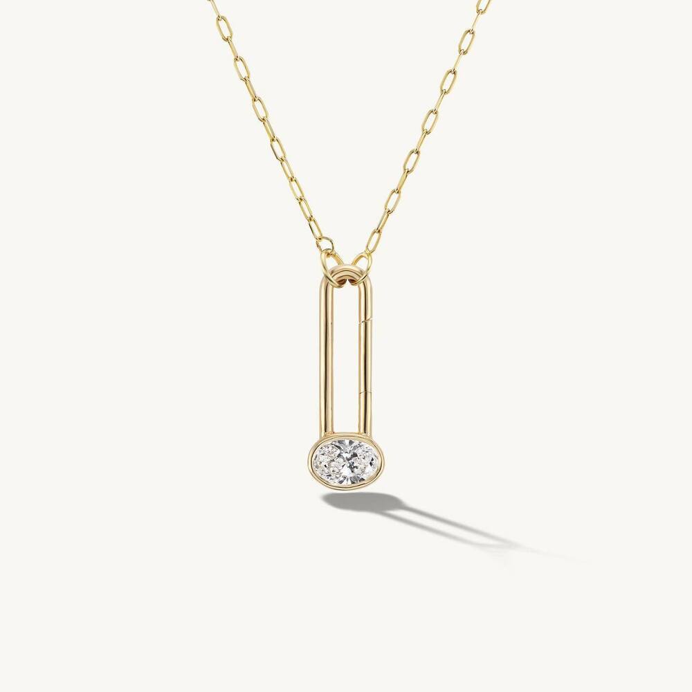 18K Solid Gold Lab-Grown Diamond Solitaire Pendant Necklace - Elegant Pear-Shaped Diamond Jewelry