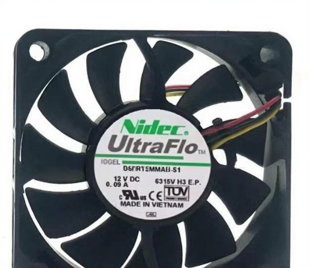 Nidec U60R12MMAB-51 6015mm DC12V 0.09A 6CM 3-Wire Industrial Axial Silent Cooling Fan