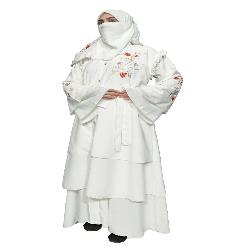 White Abaya Embroidery Work Burqa For Women Modest Wear Stylish Dubai Abaya