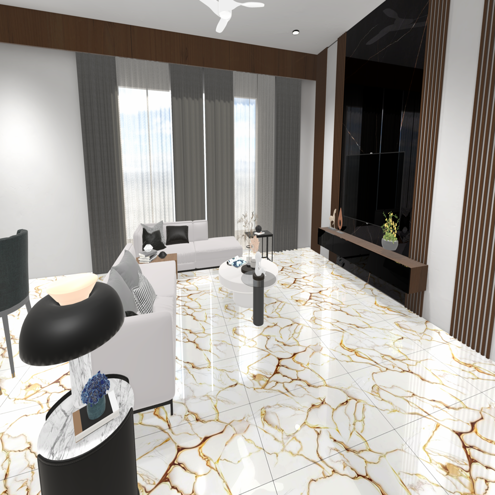 Golden Series Vitrified Tiles - Color: White And Gold