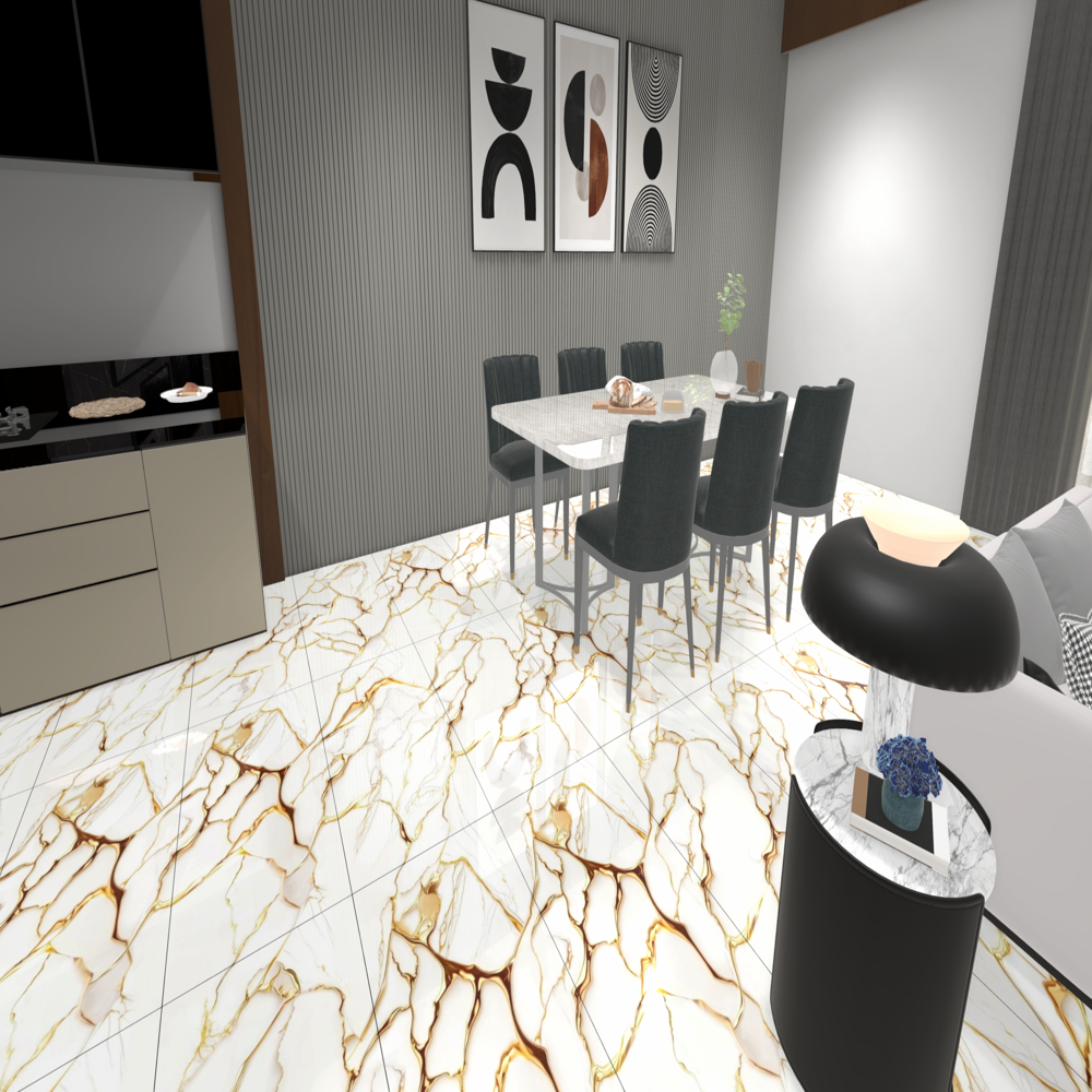 Golden Series Vitrified Tiles - Color: White And Gold