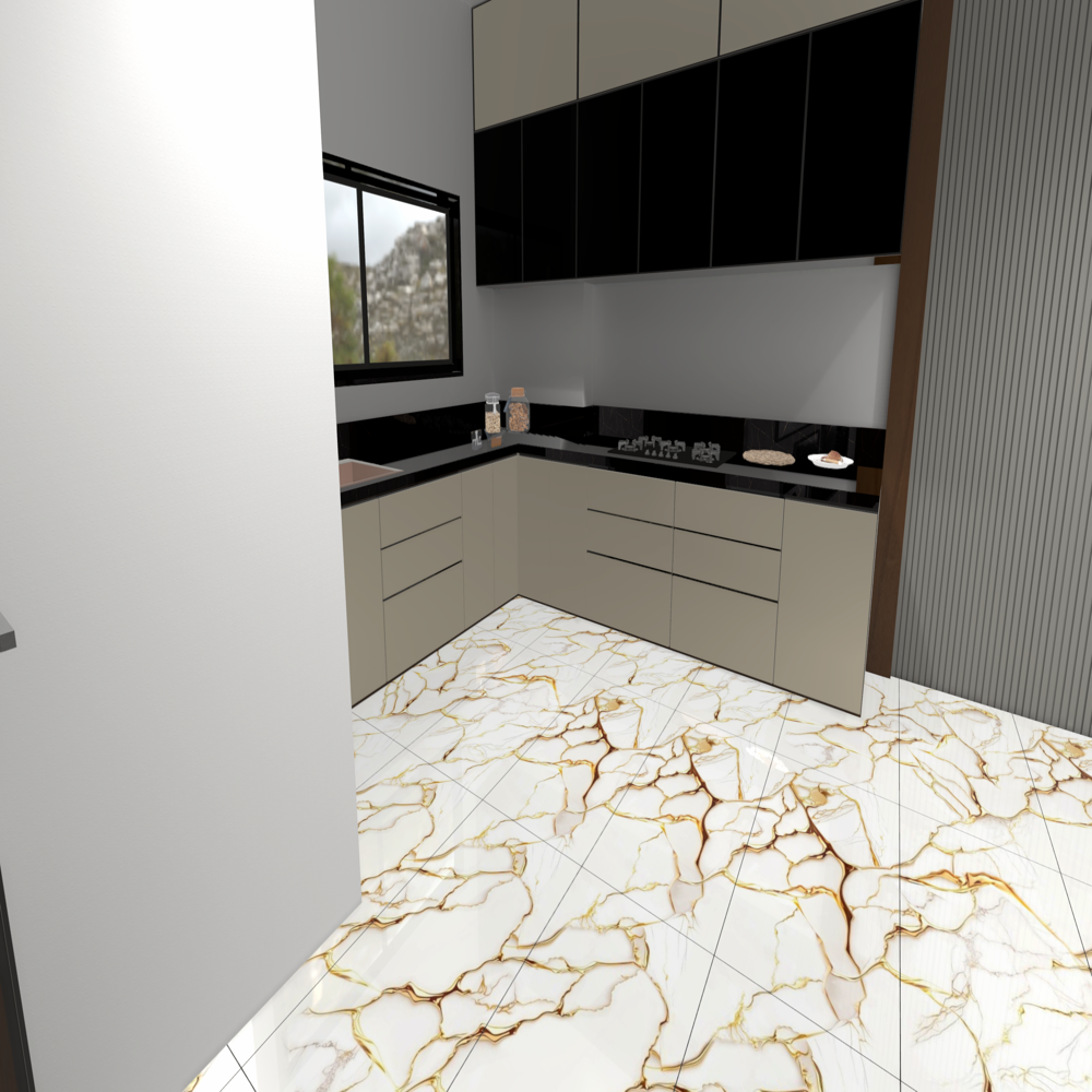 Golden Series Vitrified Tiles - Color: White And Gold