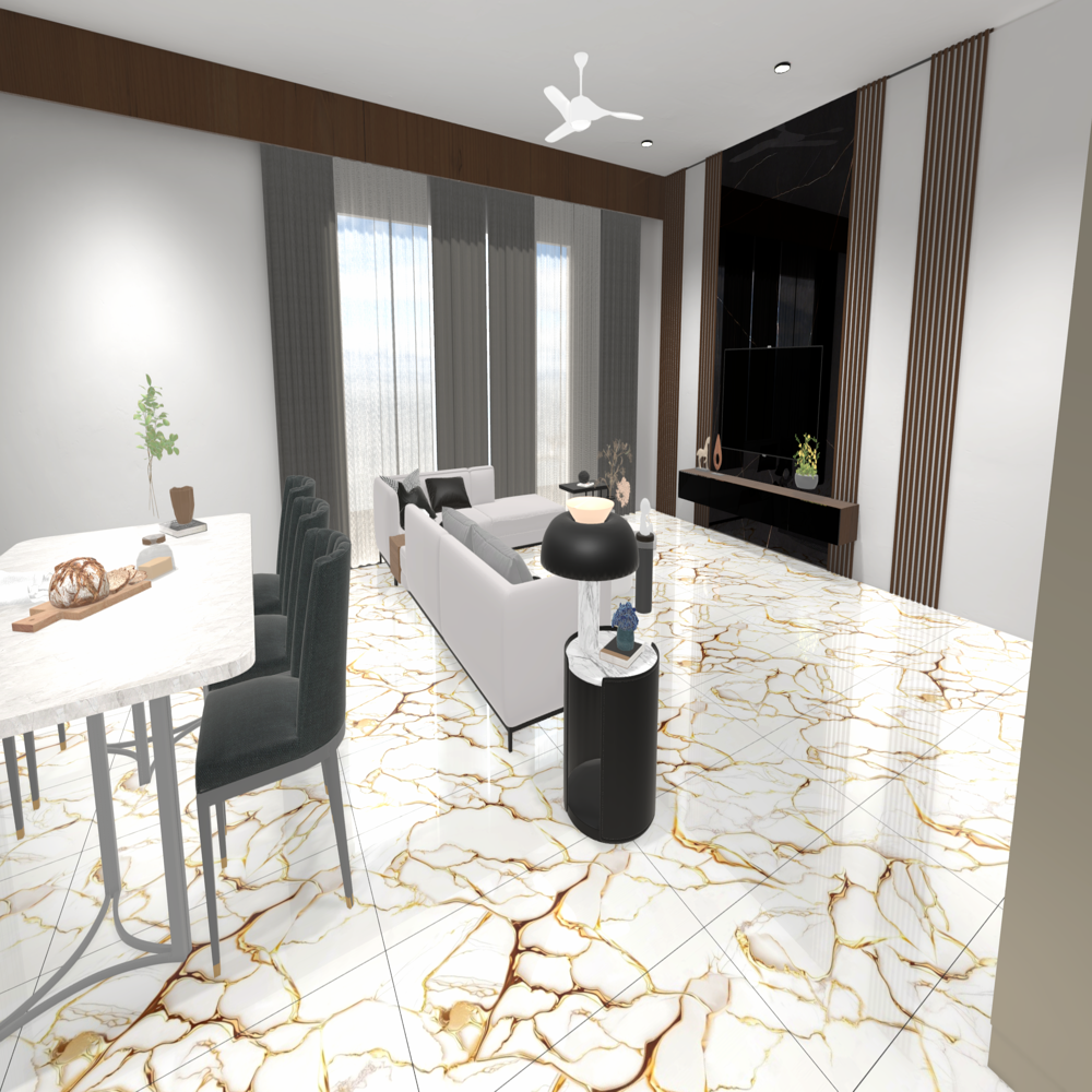 Golden Series Vitrified Tiles - Color: White And Gold