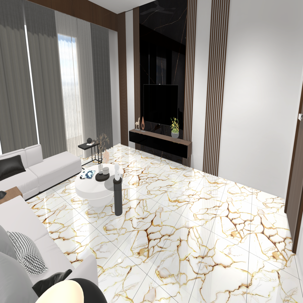 Golden Series Vitrified Tiles - Color: White And Gold