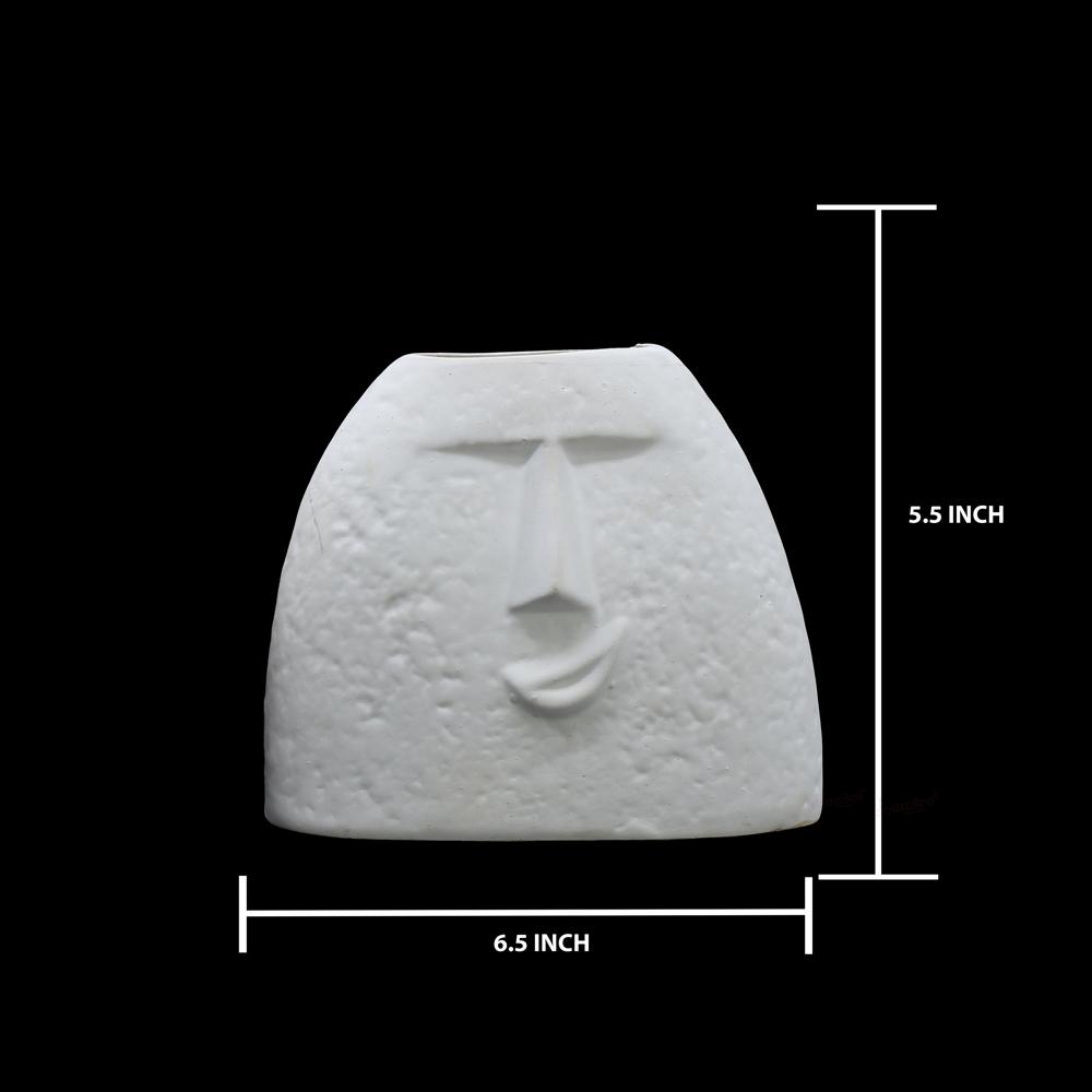 Ceramic Thinking Face Flower Pot - Color: White
