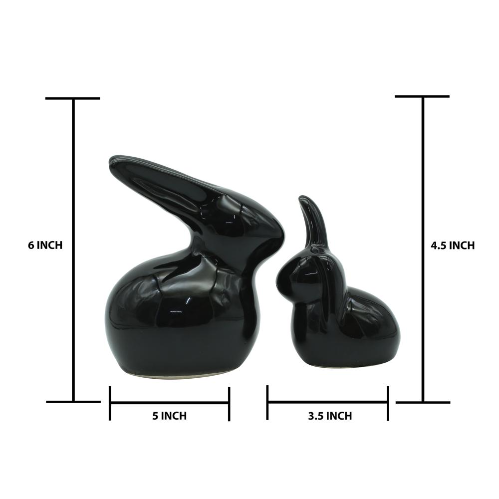 Ceramic Rabbit Set Of 2 Black - Features: Good Quality